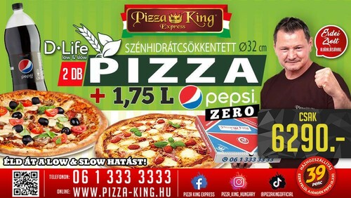 Pizza King 11 - 2 db 32cm D-life pizza 1,75l pepsivel - Szuper ajánlat - Online rendelés